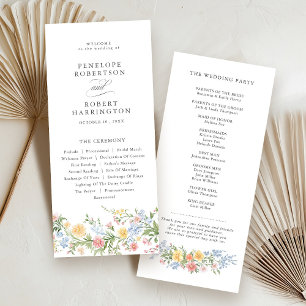 Programme Soft Pastel Ornate Spring Garden Floral Mariage