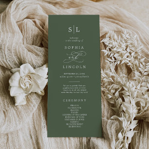 Programme SOPHIA Mariage de monogramme vert d'olive des bois