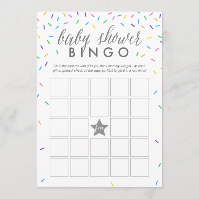 Programme Sprinkings Baby shower Bingo Game Card (Devant)