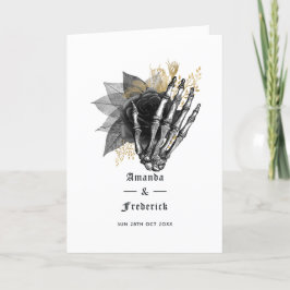 Programme Squelette floral noir et or Mariage gothique