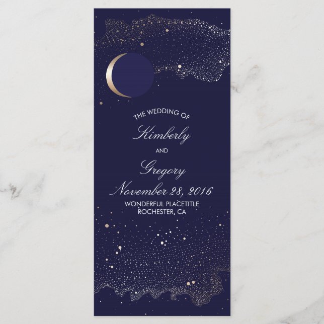 Programme Starry Night and Gold Moon Marine Wedding Programm (Devant)