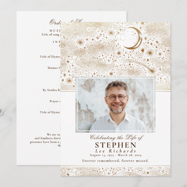 Programme Stars Célébration de la vie Photo Funérailles comm (Devant / Derrière)