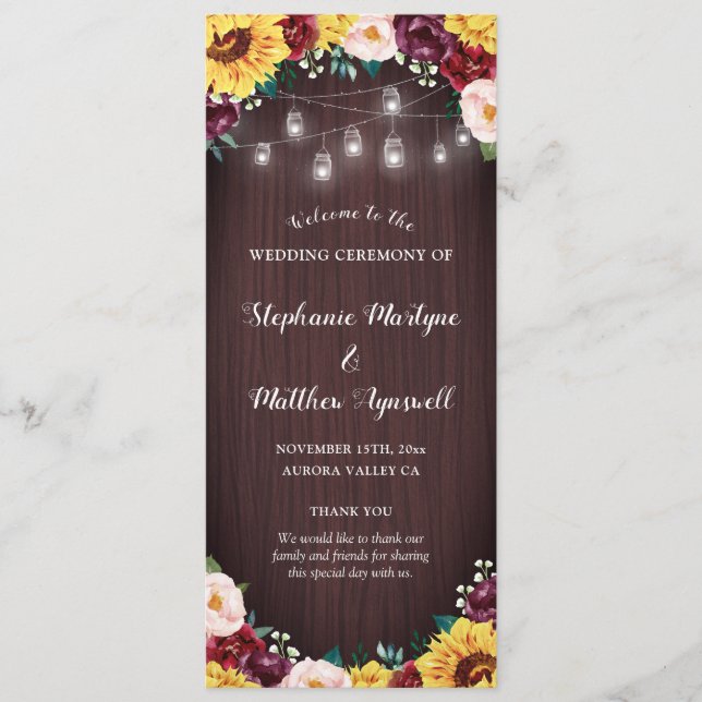 Programme Sunflower Jars Lumières Bois Bourgogne Blush Maria (Devant)