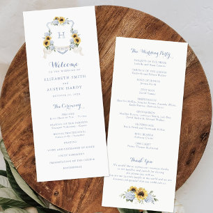 Programme Sunflowers Dusty Blue Hydrangea Crest Mariage