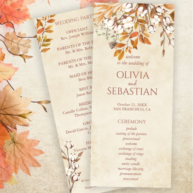 Programme Terracotta Automne quitte Boho Mariage de automne (Créateur téléchargé)