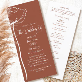 Programme Terracotta Blanc Floral Moderne Mariage d'automne