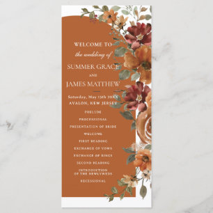 Programme Terracotta Brûlé Orange Rouille Mariage Arc Floral