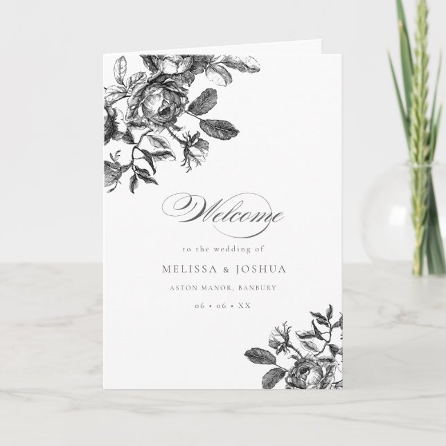 Programme Toile romantique noire et blanche Mariage plié (Devant)