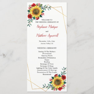 Programme Tournesol rouge Floral Mariage géométrique