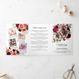 Programme Trois Volets Célébration de la vie Aquarelle Floral Memorial