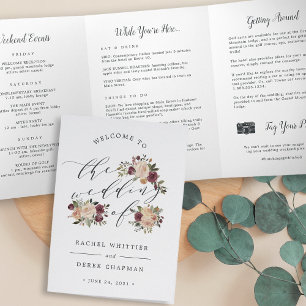 Programme Trois Volets Cérémonie de Mariage de Bloom Rustique