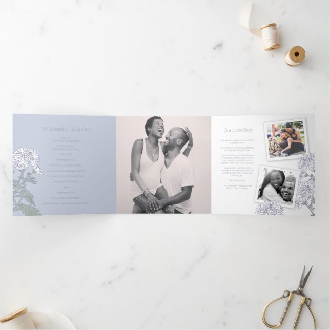 Programme Trois Volets Dessin de fleurs blanches de chrysanthème (Intérieur)