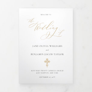 Programme Trois Volets Elégante Masse Mariage Catholique Or
