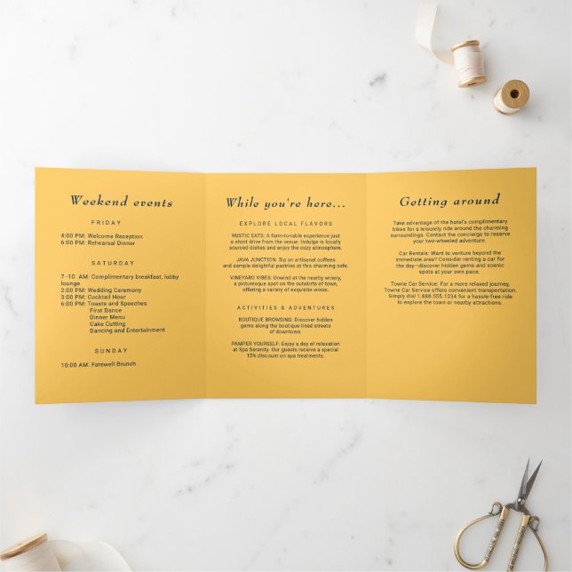 Programme Trois Volets Fleur à rayons simples élégant avec Mariage Monogr (Intérieur)