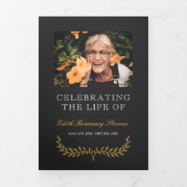 Programme Trois Volets Funérailles photo de couronne jaune