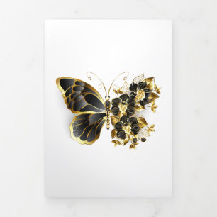 Programme Trois Volets Gold flower Butterfly with Black Orchid