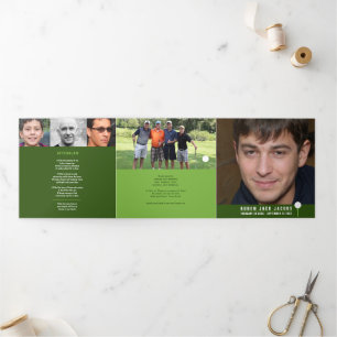 Programme Trois Volets Green white Funeral service golfeur photos personn