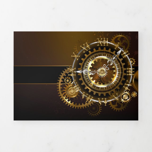 Programme Trois Volets Horloge Steampunk avec des engrenages anciens (Page de couverture)