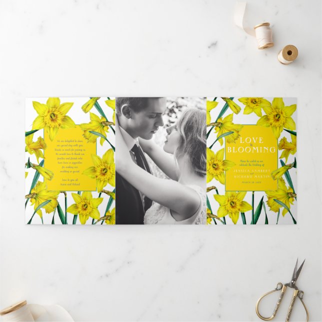 Programme Trois Volets Jaune de printemps mariage blanc (Extérieur)