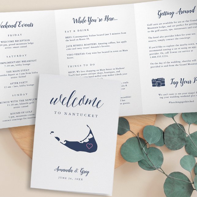 Programme Trois Volets Lettre de bienvenue du Mariage Nantucket & Itinéra (Créateur téléchargé)