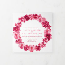 Programme Trois Volets Mariage d'aquarelle rouge rose pâle