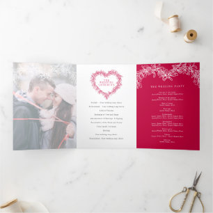 Programme Trois Volets Mariage d'hiver rouge blanc mistletoe botanique