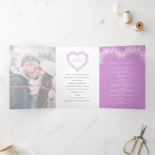 Programme Trois Volets Mariage d'hiver violet mistletoe mariage botanique