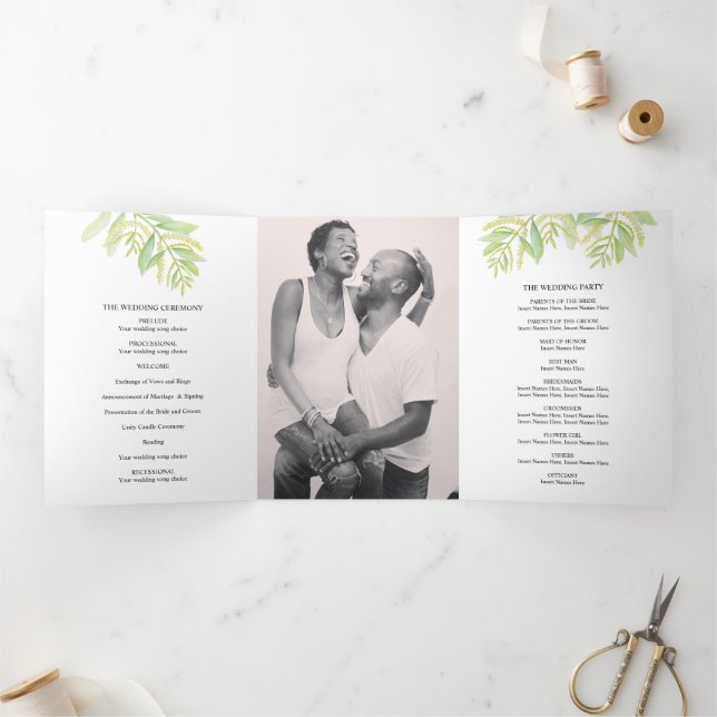 Programme Trois Volets Mariage Eucalyptus feuille vert (Intérieur)