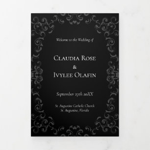 Programme Trois Volets Mariage gothique gris et noir