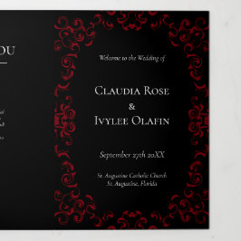 Programme Trois Volets Mariage gothique rouge et noir