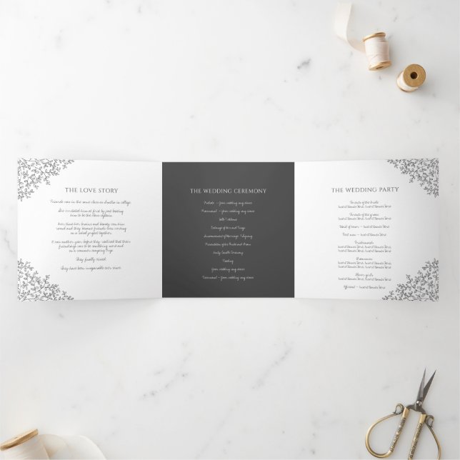 Programme Trois Volets Mono monogram Art histoire dévouement mariage (Intérieur)