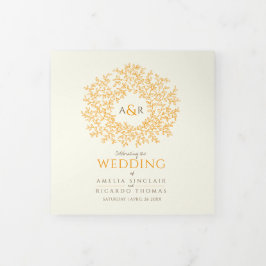 Programme Trois Volets Monogramme orange Brown dédicace photo mariage