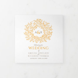 Programme Trois Volets Monogramme orange Brown dédicace photo mariage Tri
