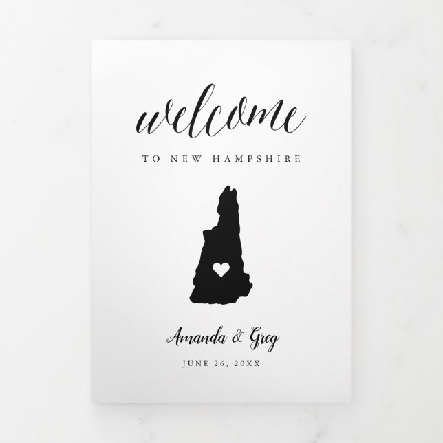 Programme Trois Volets New Hampshire Mariage Bienvenue Lettre & Itinérair (Page de couverture)