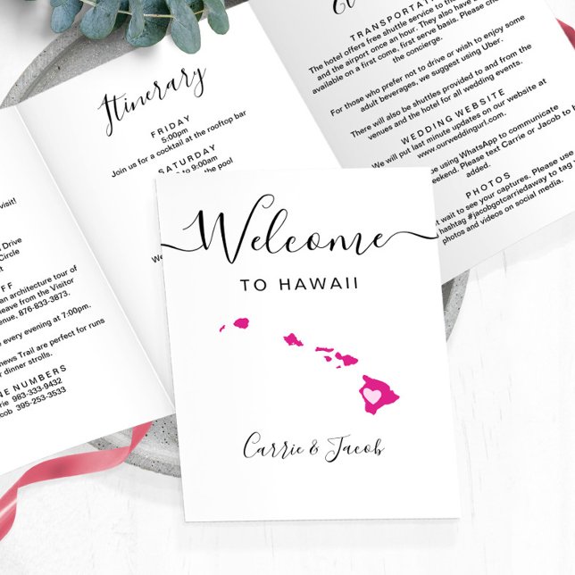 Programme Trois Volets N'importe quelle couleur Hawaii Mariage Bienvenue  (Hawaii Wedding Welcome Letter & Itinerary)