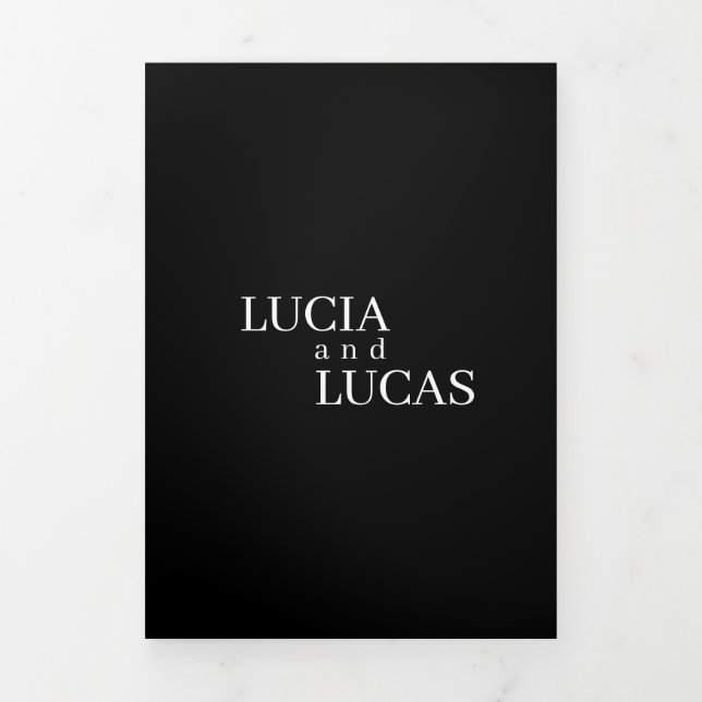 Programme Trois Volets Photo moderne Mariage tout-en-un noir et blanc (Page de couverture)