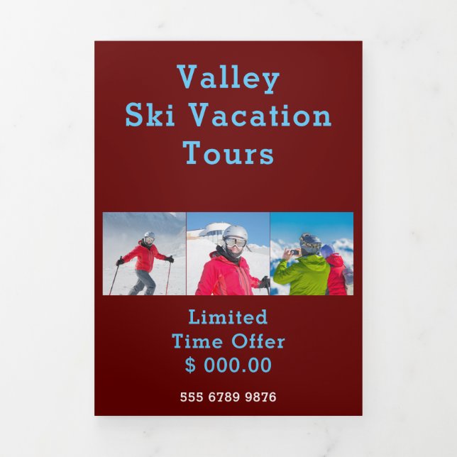 Programme Trois Volets Promotionnels Famille Réunion Ski Vacances Advert (Page de couverture)