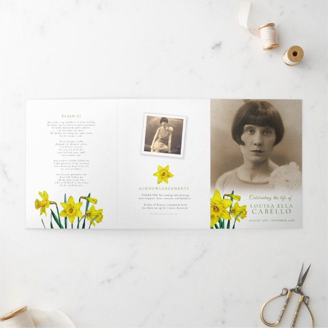 Programme Trois Volets Service funéraire printemps jaune daffodiques phot (Extérieur)