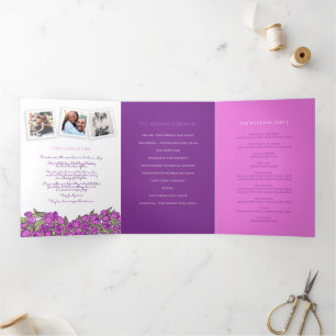 Programme Trois Volets Tulips violet coeur art histoire dévouement mariag