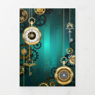 Programme Trois Volets Veille bijoux Steampunk sur un Arrière - plan vert