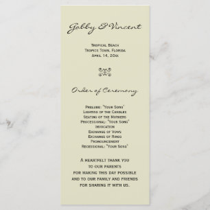 Programme Tropical Beach Wedding