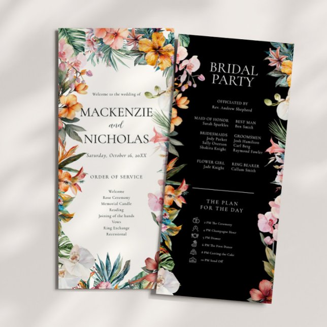 Programme Tropical Boho Floral Wedding (tropical wedding program)