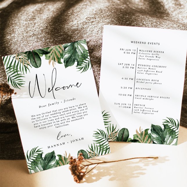 Programme Tropical Summer Wedding Welcome Carte sa (Créateur téléchargé)
