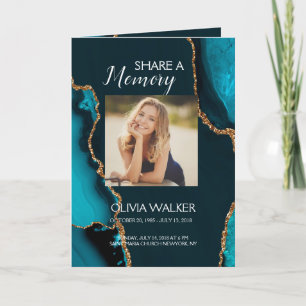 Programme Turquoise & Gold Funeral Program