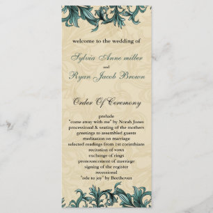 Programme Turquoise ivoire Vintage Mariage