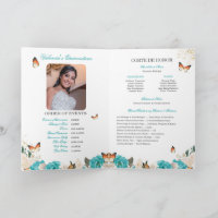 Turquoise Rose Gold Tiara Butterfly Quinceanera
