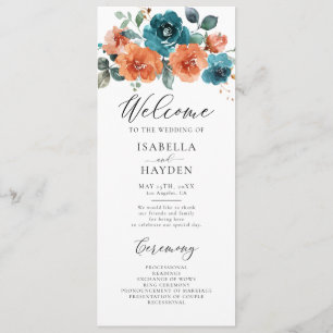 Programme Turquoise rouille Orange Floral Russe Aquarelle Ma