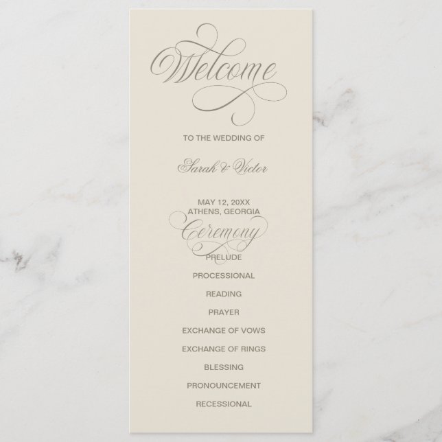 Programme Tuscan Valla Calligraphy double side program card  (Devant)