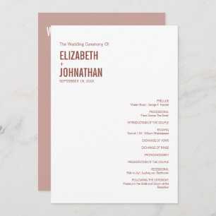 Programme Typographie simple Boho Dusty Rose Mariage