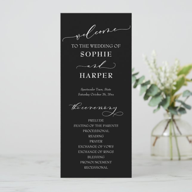 Programme Typographie simple, calligraphie élégante Noire (Debout devant)